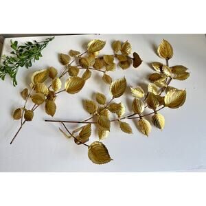 Vintage Brass Copper Leaf Wall Sculpture – MCM Metal Art Branch Decor